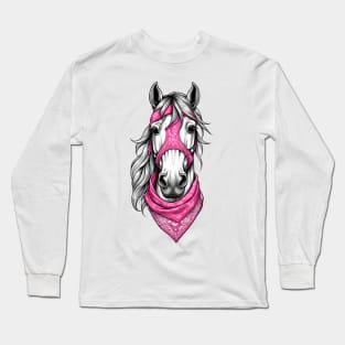 horse with pink bandana Long Sleeve T-Shirt